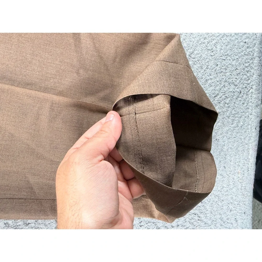 Santorelli Como 2 Dress Pants Luxury Serge Mens 34x28 Brown Pleated Wool Italy